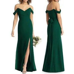 Social Bridesmaids Hunter Green Strapless V-Neck Chiffon Trumpet Formal, Size 2